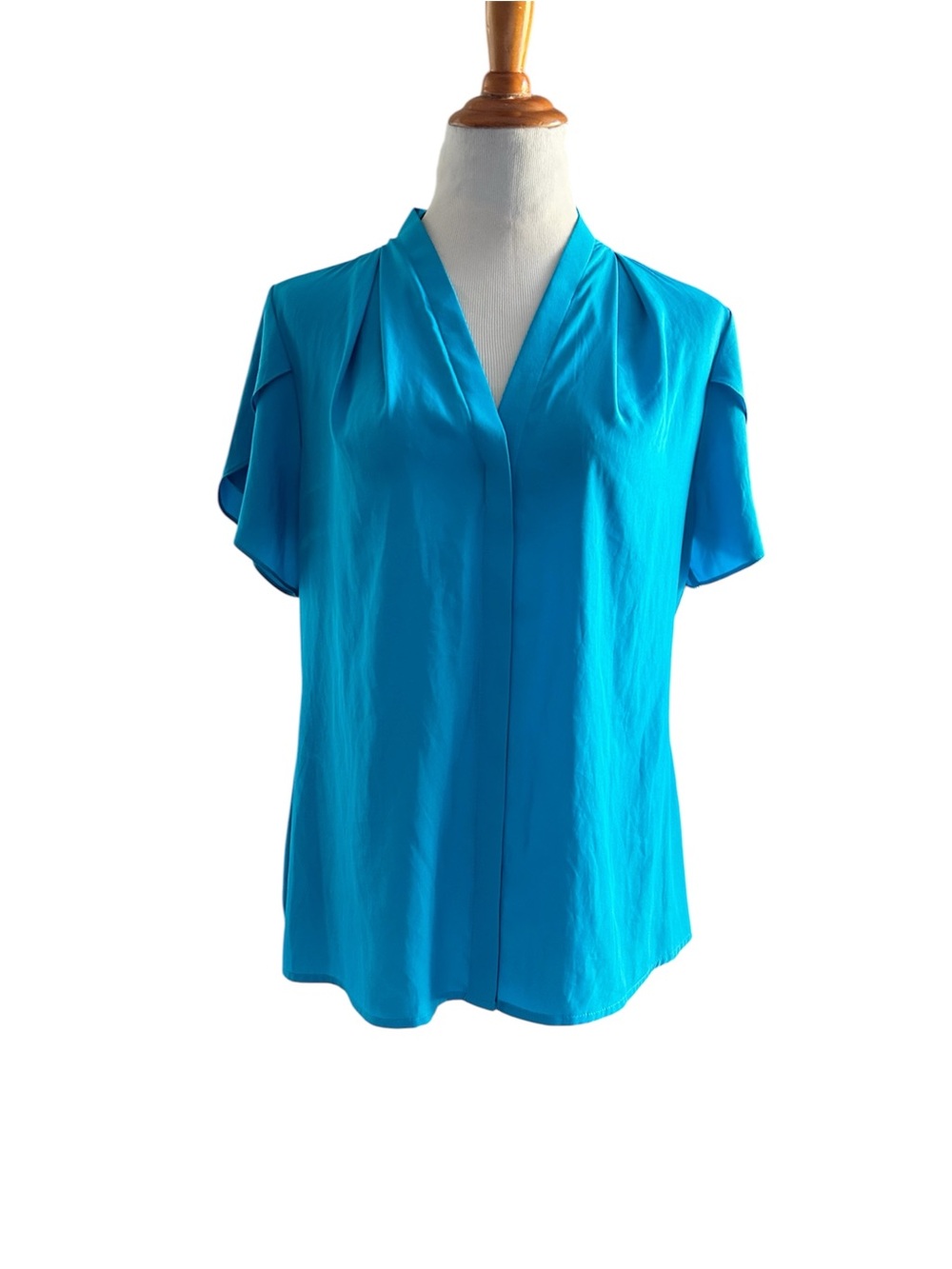 Calvin Klein Turquoise V-Neck Short Sleeve Blouse